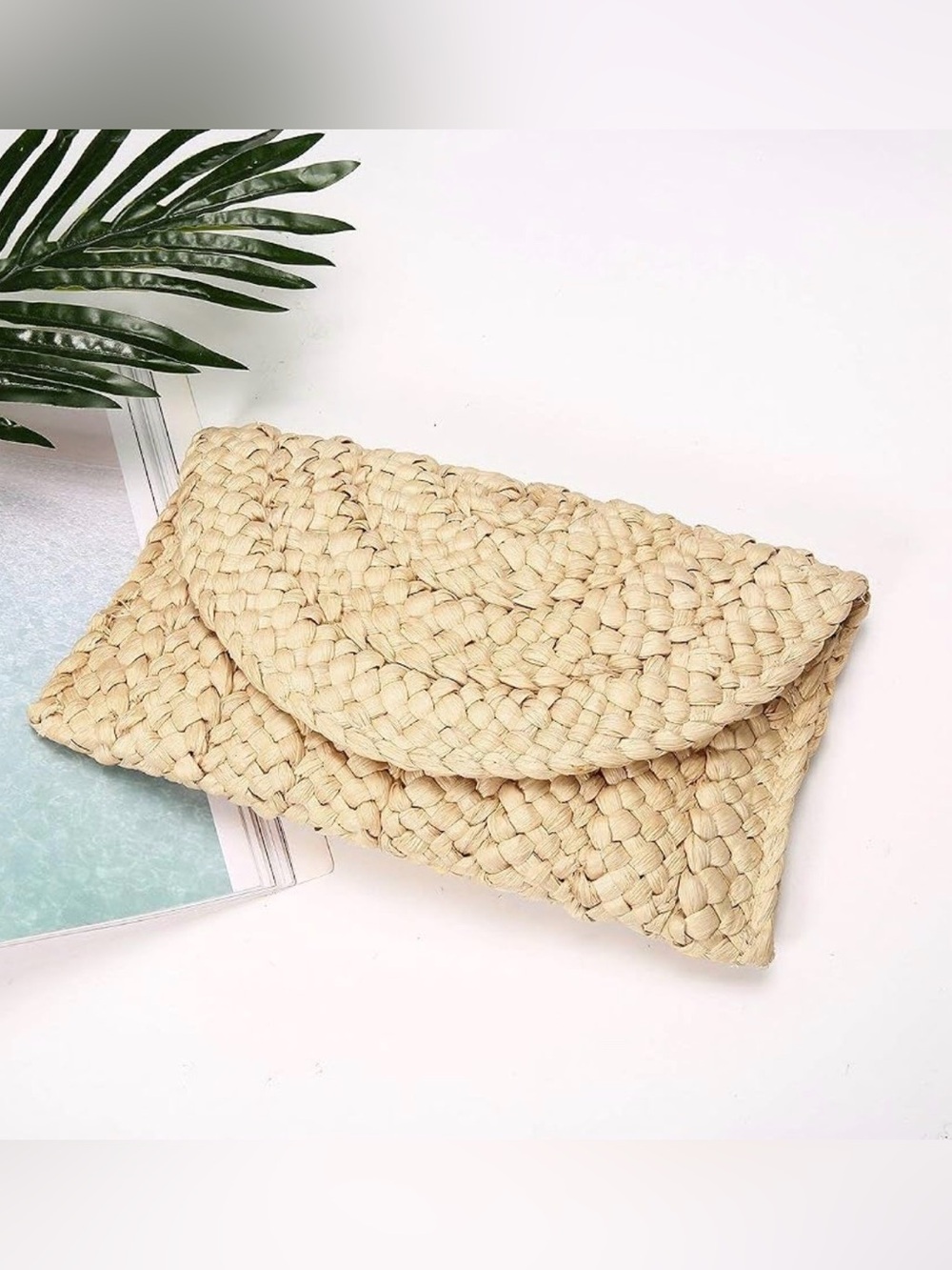 Braided Straw Clutch - Natural Cream